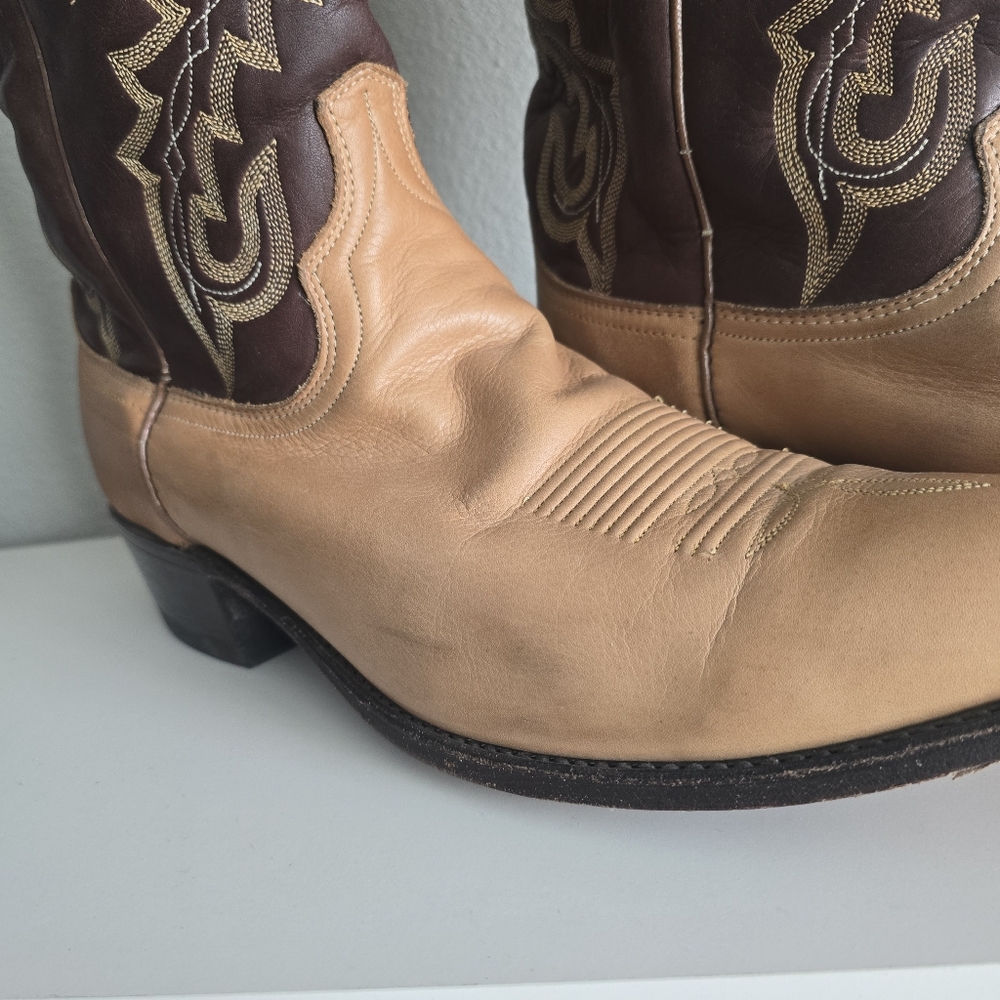 DAN POST Soft Leather Cowboy Boots Tan Men's 13 - Picture 7 of 13